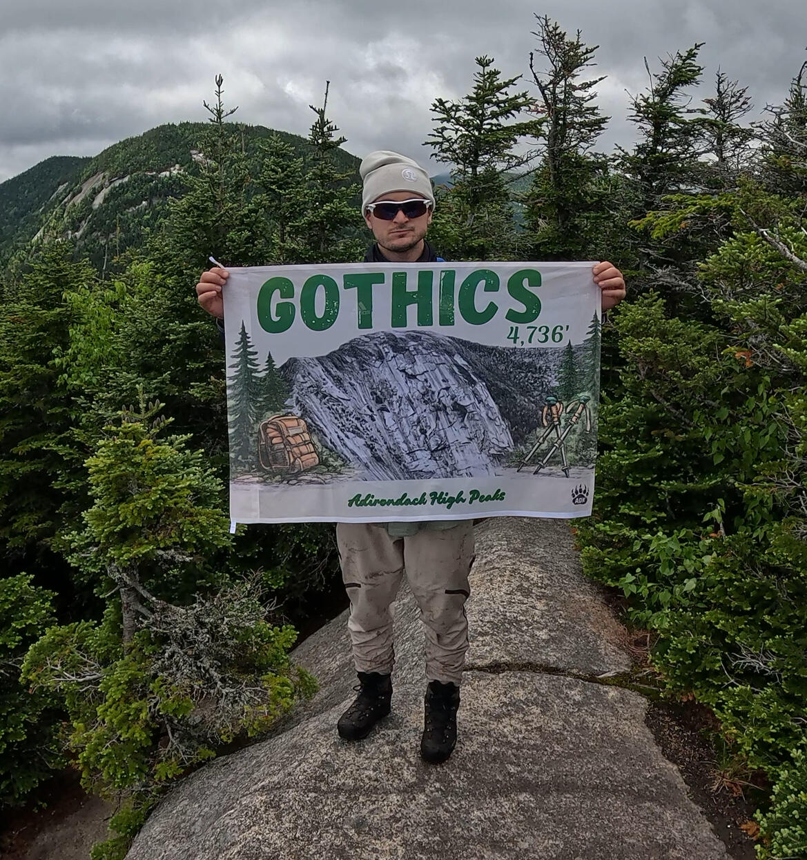 The-Adirondack-Tool-Co.-Summit-Flag-Gothics An image of a customized Gothics Peak Summit Flag offered only by the Adirondack Tool Co.